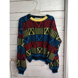 Vintage Channel Club Sweater Large Multicolor 90s Abstract Mens Unisex Pullover